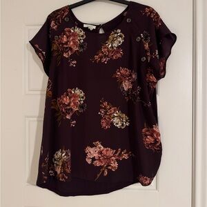Maurices Floral Blouse - Deep Purple and Pink